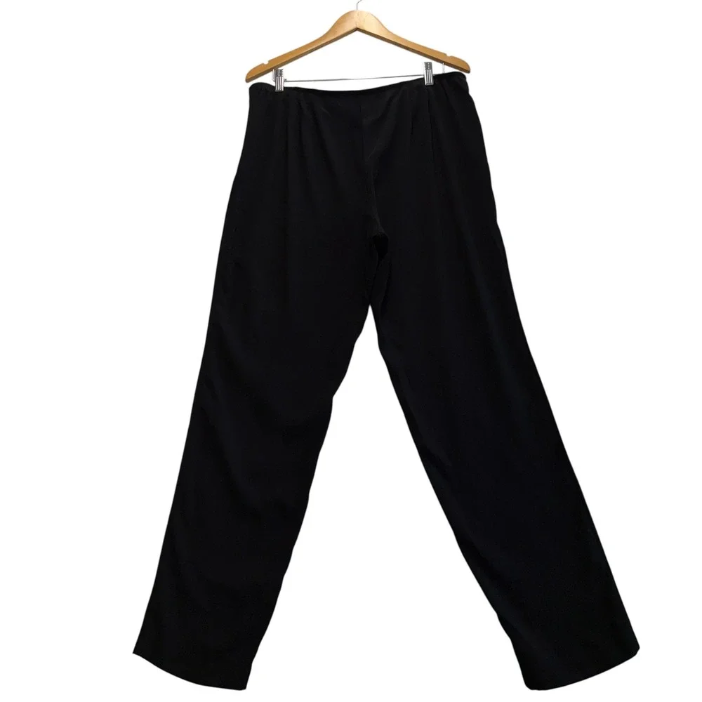 Eileen Fisher Black Straight Leg Side Zip Pants Size L #209‎